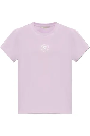 Stella McCartney Tops, Dames, Paars, XS, Katoen, Iconic Mini Heart T-Shirt