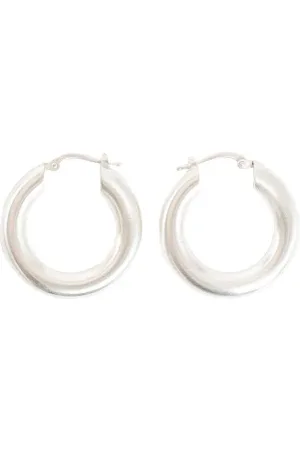 Jil Sander Accessoires, Dames, Grijs, ONE Size, Chunky Zilveren Loops Oorbellen Paar