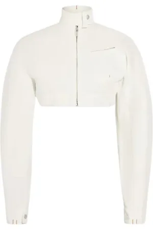 Jacquemus Jassen, Dames, Wit, S, Denim, Off- Denim Jack met Ritssluiting
