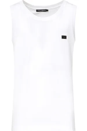 Dolce & Gabbana Tops, Heren, Wit, M, Katoen, Witte Katoenen Jersey Ronde Hals Top