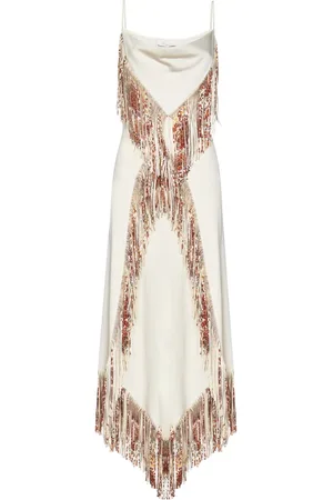 Paco rabanne Kleedjes, Dames, , S, Polyester, Asymmetrische Franjekleed