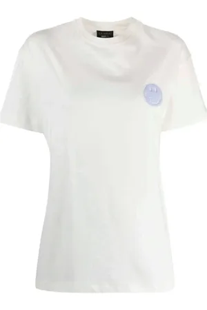 JOSHUA SANDERS Tops, Dames, Wit, M, Katoen, Smile Motif Katoenen T-shirt