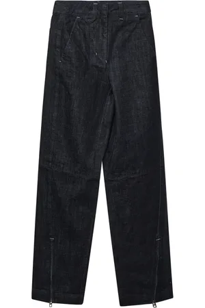 Jacquemus Jeans, Dames, Blauw, W25, Katoen, Blauwe High-Waisted Broek met Gebogen Pijpen