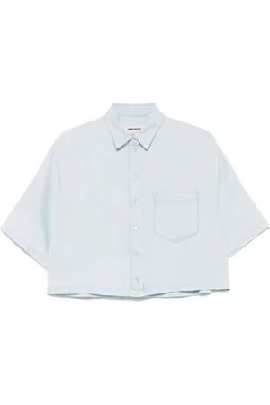 SEMICOUTURE Blouses & Shirts, Dames, Blauw, XL, Denim, Celeste Dames Overhemd Elegant Stijlvol