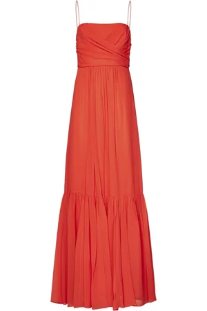 Max Mara Kleedjes, Dames, Oranje, S, Koraal Zijden Maxi Jurk
