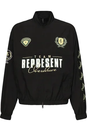 Represent Jassen, Heren, Zwart, XL, Nylon, Zwarte Nylon Funnel Neck Jas