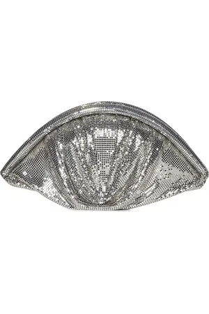 Paco rabanne Tassen, Dames, Grijs, ONE Size, Zilveren Schelp Avond Clutch Tas