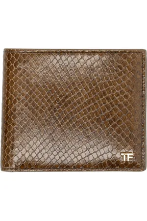 Tom Ford Accessoires, Heren, Bruin, ONE Size, Leer, Klassieke Bifold Portemonnee Eiken Beige