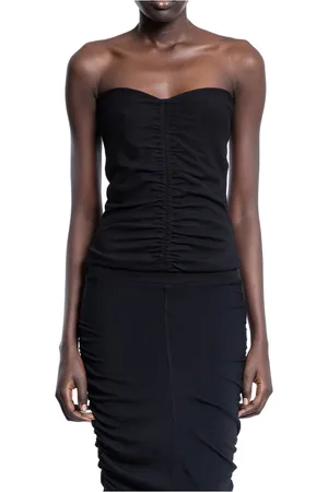 THOM KROM Tops, Dames, Zwart, XS, Katoen, Zwart Strapless Gerimpeld Mouwloos Top