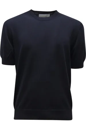 BALLANTYNE Truien, Heren, Blauw, L, Katoen, Zijde/Katoen Navy Trui