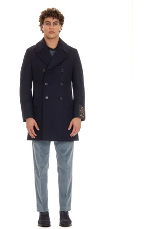 Sealup Mantels, Heren, Blauw, 3Xl, Wol, Blauwe Peacoat met Hoornknopen