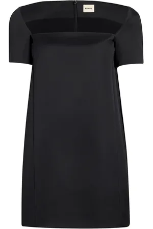 Khaite Kleedjes, Dames, Zwart, S, Zwarte Mini-jurk met Vierkante Halslijn Elegante Jurk