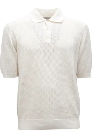 BALLANTYNE Tops, Heren, Wit, L, Geperforeerde Polo Hals Pullover Wit