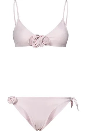 COPERNI Badkleding, Dames, Roze, XS, Roze Lycra Bikini met Stofbloemen