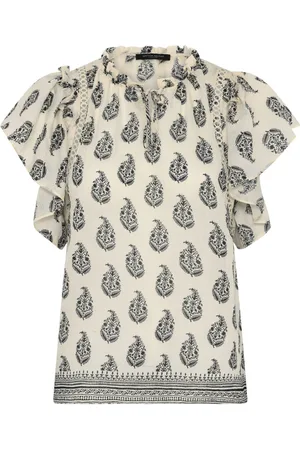Bruuns Bazaar Blouses & Shirts, Dames, Zwart, S, Top met ruchesmouwen en V-hals