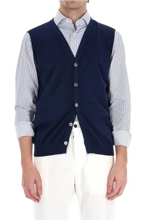 DRUMOHR Truien, Heren, Blauw, 2Xl, Katoen, Blauwe Katoenen Trui Slim Fit