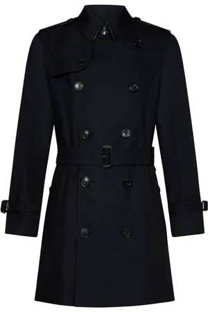 Burberry Mantels, Heren, Zwart, 2Xl, Katoen, Blauwe Katoenen Buitenjas voor Heren