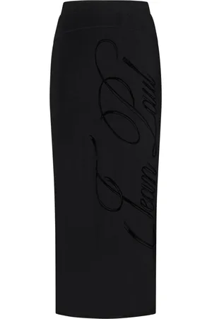 Jean Paul Gaultier Rokken, Dames, Zwart, S, Zwarte Midi Rok met Logodetail