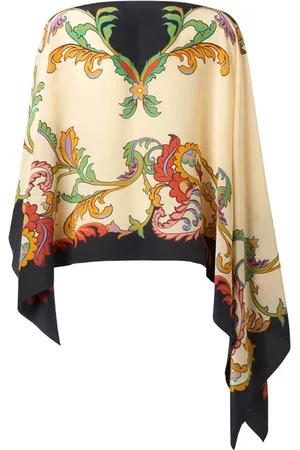Etro Jassen, Dames, Veelkleurig, ONE Size, Bloemen Paisley Asymmetrische Cape