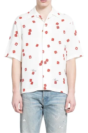 AMIRI Overhemden, Heren, Wit, 2Xl, Dobbelsteen Bowling Shirt Multicolor Albast/Rood