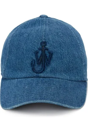 J.W.Anderson Accessoires, unisex, Blauw, ONE Size, Denim, Denim Hat met JW-initialen Logo