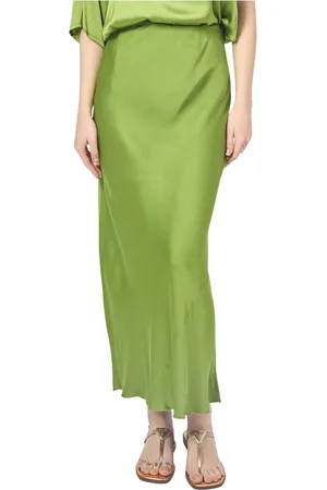 Manila Grace Rokken, Dames, Groen, XS, Satijn, Groene Satijnen Lange Rok