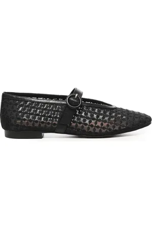 Bibi Lou Schoenen, Dames, Zwart, 39 EU, Zwarte platte schoenen met gesp
