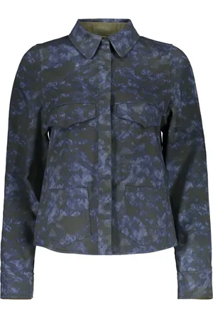 MOORER Jassen, Dames, Blauw, S, Katoen, Omkeerbare katoenen jas met klassieke kraag