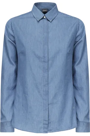 FAY Blouses & Shirts, Dames, Blauw, XS, Katoen, Witte Katoenen Slim Fit Overhemd
