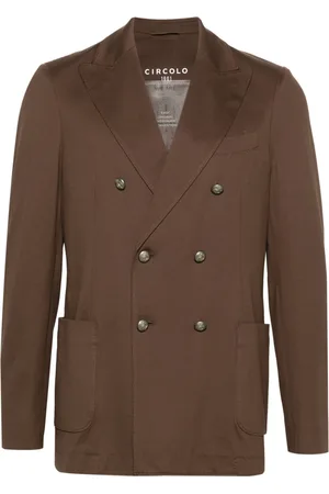Circolo Jassen, Heren, Bruin, L, Katoen, Double-Breasted Blazer