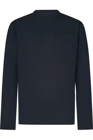 Jil Sander Tops, Heren, Blauw, L, Katoen, Blauw T-shirt met Lange Mouwen en Logo