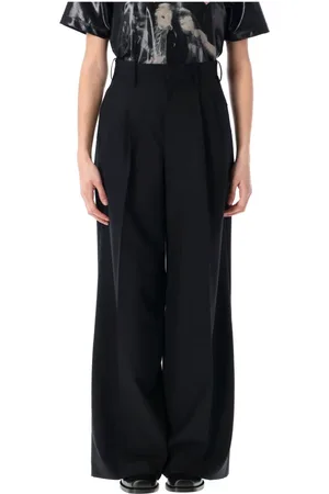 JUNYA WATANABE Broeken, Dames, Zwart, S, Wol, Zwarte wijde pijp op maat gemaakte broek
