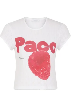 Paco rabanne Tops, Dames, Wit, M, Katoen, Wit T-shirt en Polo