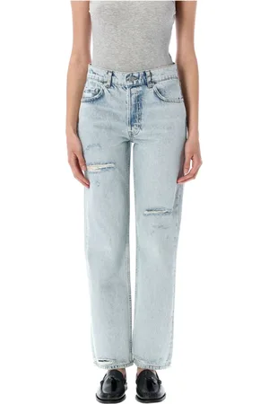 ANINE BING Jeans, Dames, Blauw, W25, Katoen, Gewassen Blauwe Slim Fit Jeans