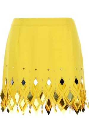 Paco rabanne Rokken, Dames, Geel, S, Polyester, Gele Minirok met Studs