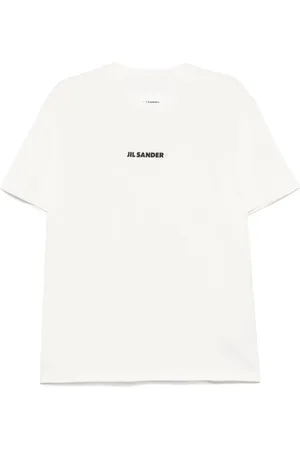 Jil Sander Tops, Heren, Wit, L, Katoen, Witte Crewneck T-shirt met Logo Print