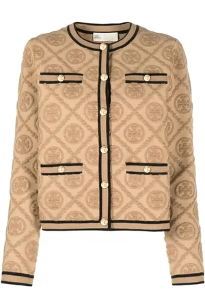 Tory Burch Truien, Dames, Bruin, M, Camel Cardigan
