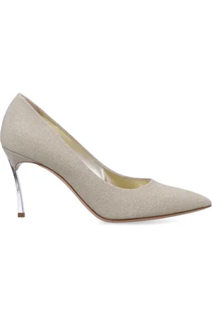 Casadei Schoenen, Dames, Grijs, 36 EU, Solar Eclipse Glitter Pointed Pumps