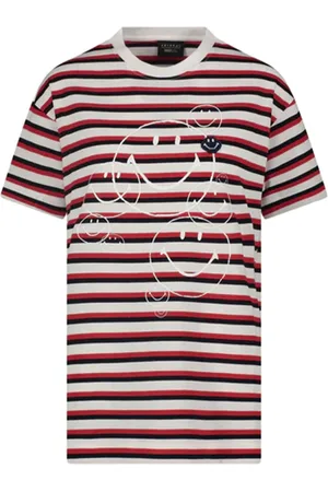 JOSHUA SANDERS Tops, unisex, Rood, L, Katoen, Smile Print Crew Neck T-shirt