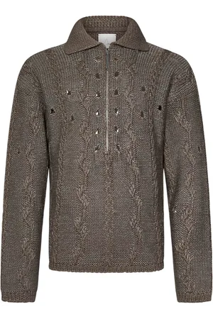 ROA Truien, Heren, Grijs, L, Wol, Grijze Sweatshirt met Halve Rits