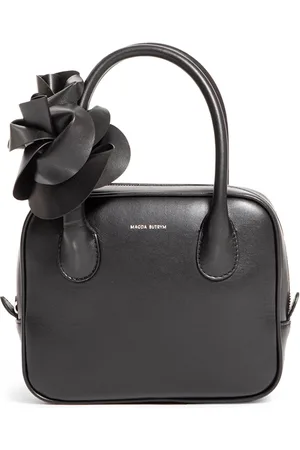 MAGDA BUTRYM Tassen, Dames, Zwart, ONE Size, Zwarte Square Brigitte Tas met 3D Roos