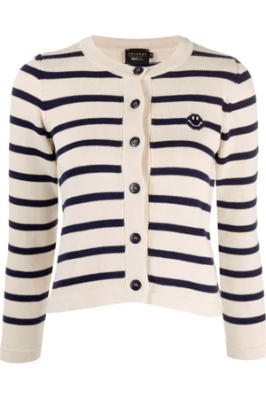 JOSHUA SANDERS Truien, Dames, Blauw, L, Katoen, Smiley Motief Gestreepte Trui