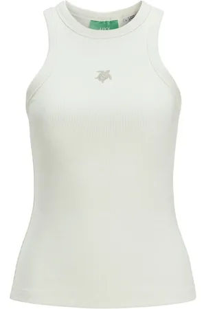 JACK & JONES Tops, Dames, Wit, L, Bos Geribbeld Geborduurd Top