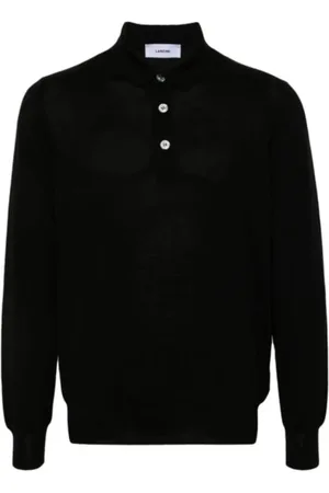 LARDINI Truien, Heren, Zwart, L, Wol, Wollen Polo