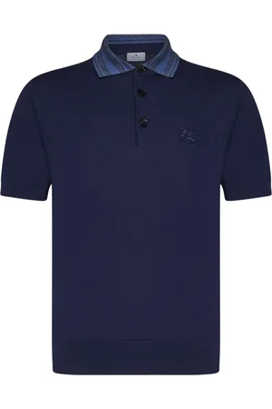 Etro Tops, Heren, Blauw, M, Katoen, Blauw Poloshirt met Logo Borduursel