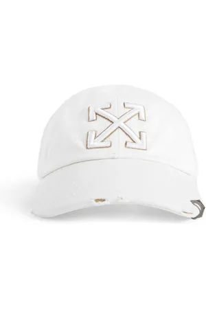 OFF-WHITE Accessoires, Dames, Wit, ONE Size, Denim, Witte Distressed Denim Baseballpet