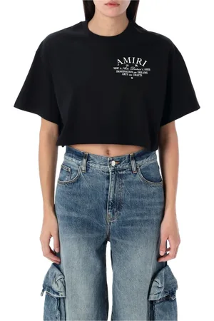AMIRI Tops, Dames, Zwart, S, Katoen, Zwarte Arts District Cropped Tee