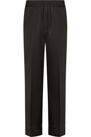 BRIONI Broeken, Heren, Bruin, M, Wol, Bruine wollen broek met elastische taille