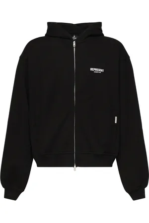 Represent Sweatshirts & Hoodies, Heren, Zwart, S, Katoen, Zwarte Katoenen Rits Sweater Oversized Logo