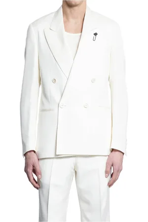 LARDINI Jassen, Heren, Wit, S, Wol, Drop 7 Attitude Wol Linnen Jas